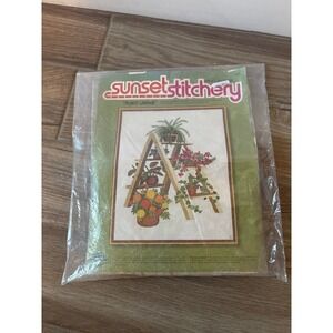 Vintage Sunset Stitchery "Plant Ladder" Embroidery Kit #2332  Year 1977